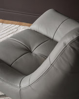 Canio Dark Grey Leather And Stainless Steel Accent Chair