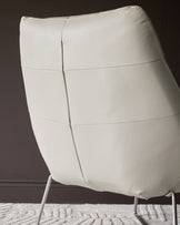 Canio Natural Grey Leather And Brushed Steel Accent Chair