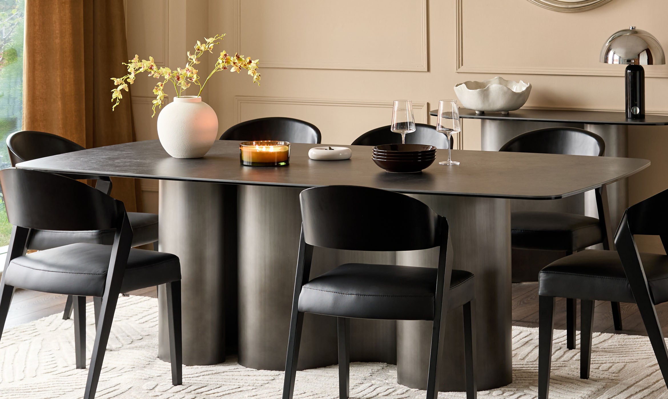 Carlo dark grey ceramic 8 seater dining table