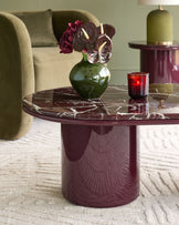 Carlotta red calacatta with plum gloss coffee table