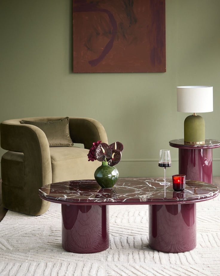 Carlotta red calacatta with plum gloss coffee table