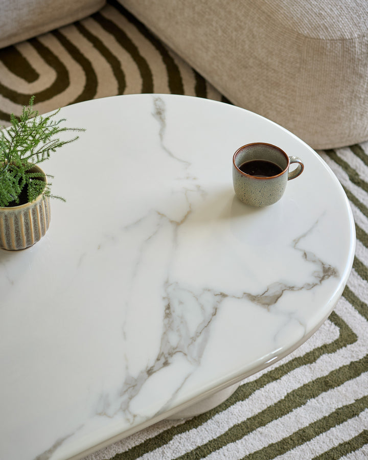 Carlotta natural calacatta with natural gloss coffee table
