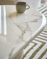 Carlotta natural calacatta with natural gloss coffee table