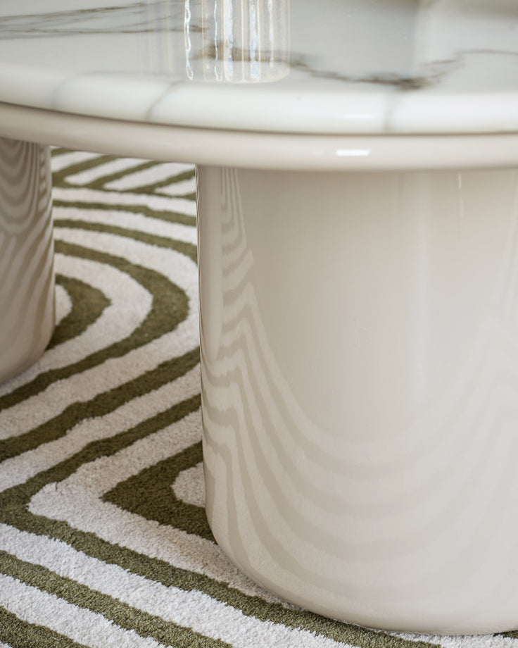 Carlotta natural calacatta with natural gloss coffee table