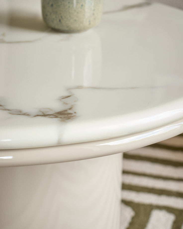 Carlotta natural calacatta with natural gloss coffee table