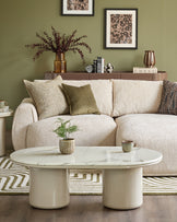 Carlotta natural calacatta with natural gloss coffee table