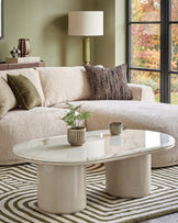 Carlotta natural calacatta with natural gloss coffee table