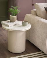 Carlotta natural calacatta with natural gloss side table
