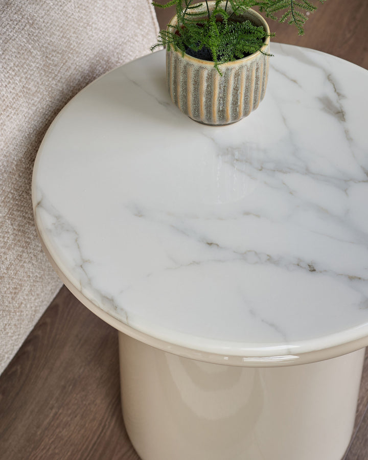Carlotta natural calacatta with natural gloss side table