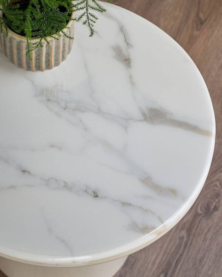 Carlotta natural calacatta with natural gloss side table
