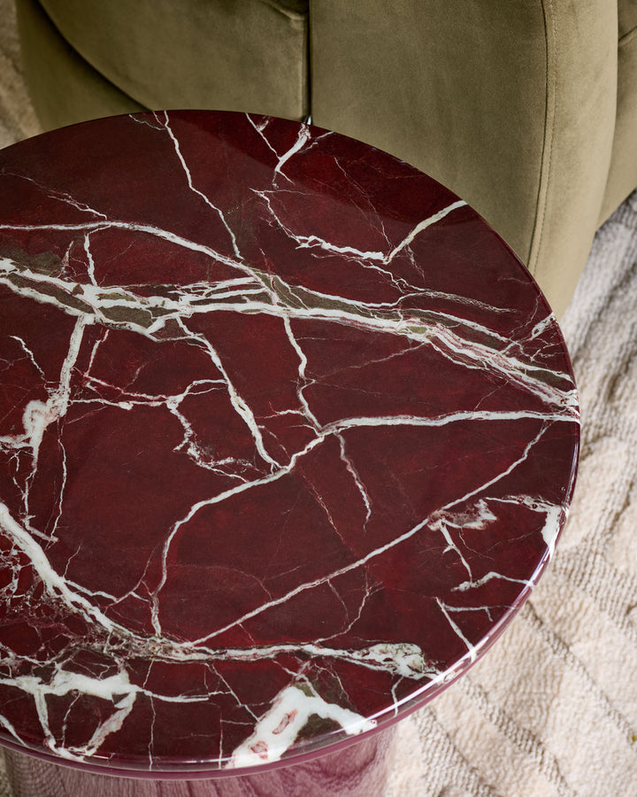 Carlotta red calacatta with plum gloss side table