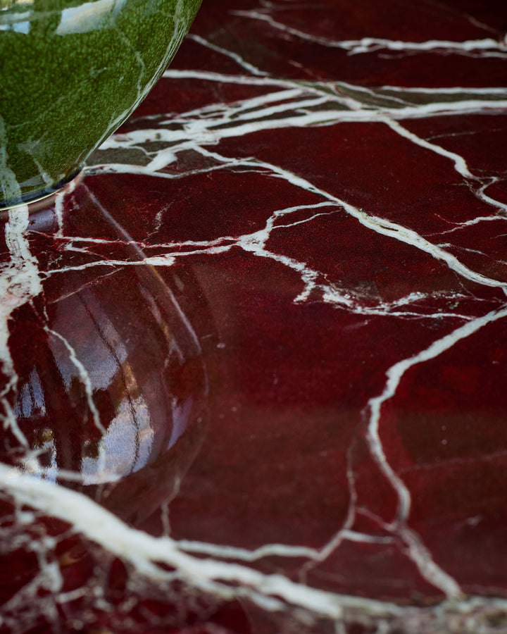 Carlotta red calacatta with plum gloss side table