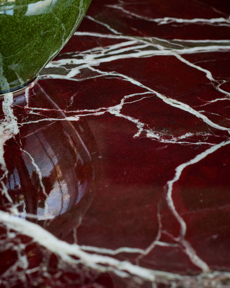 Carlotta red calacatta with plum gloss side table
