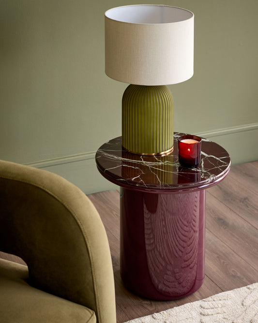 Carlotta red calacatta with plum gloss side table