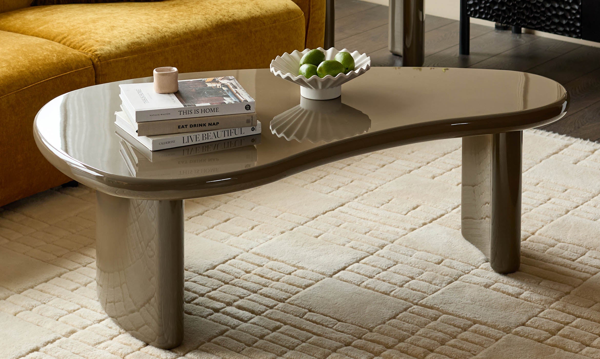Carmela olive green gloss coffee table