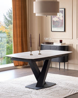 Carter natural ceramic 6-8 seater extending dining table