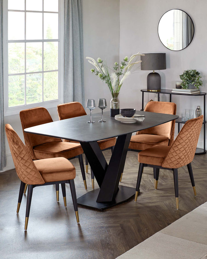 Mae Rust Velvet Dining Chair - Set Of 2