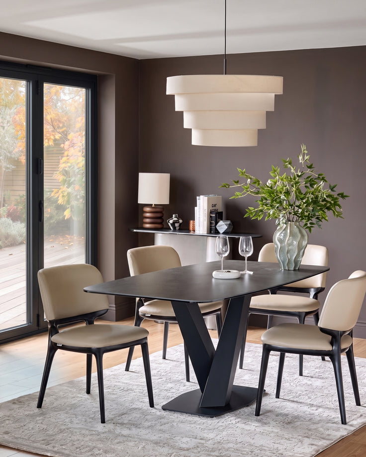 Carter Dark Grey Ceramic Pedestal 6 Seater Dining Table