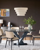 Carter Dark Grey Ceramic Pedestal 6 Seater Dining Table