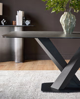 Carter Dark Grey Ceramic Pedestal 6 Seater Dining Table