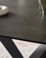 Carter Dark Grey Ceramic Pedestal 6 Seater Dining Table