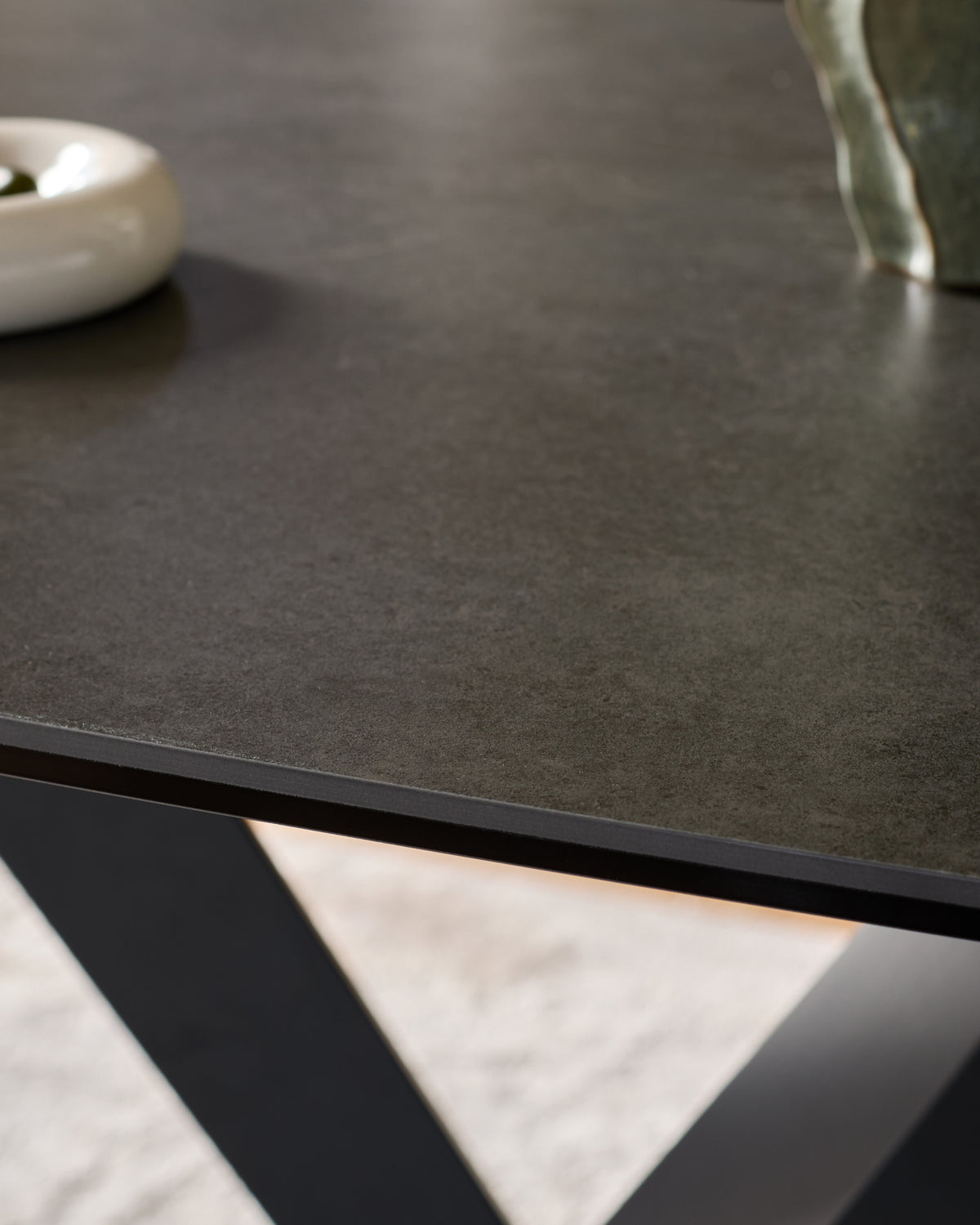 Carter Dark Grey Ceramic Pedestal 6 Seater Dining Table