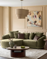 Caspian olive green fabric left hand corner chaise sofa