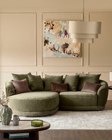 Caspian olive green fabric left hand corner chaise sofa