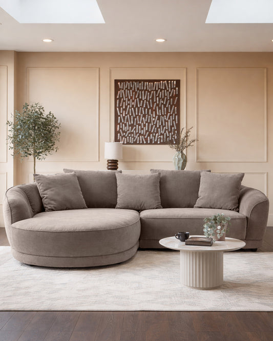 Caspian mink chenille left hand corner chaise sofa