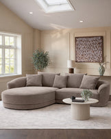 Caspian mink chenille left hand corner chaise sofa