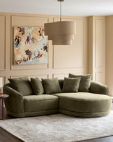 Caspian olive green fabric right hand corner chaise sofa