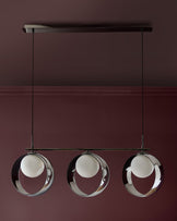 Chloe silver chrome glass 3 bar adjustable pendant