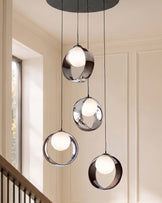 Chloe silver chrome glass LED 4 drop adjustable pendant light