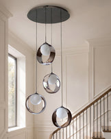 Chloe silver chrome glass LED 4 drop adjustable pendant light