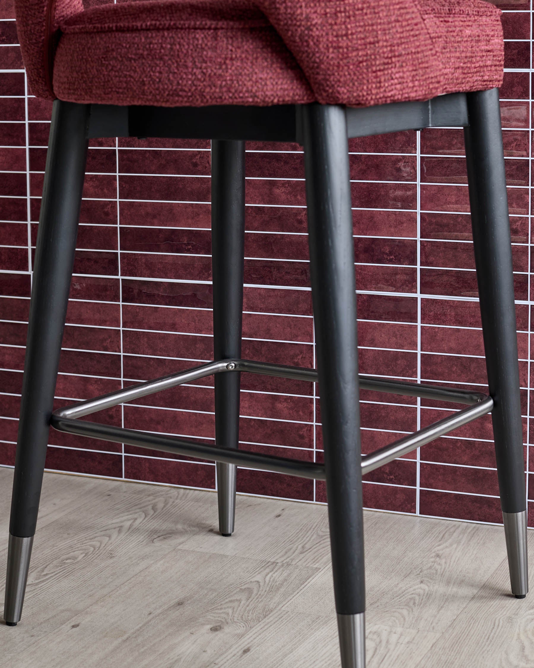 Clover berry red chunky fabric bar stool – Danetti