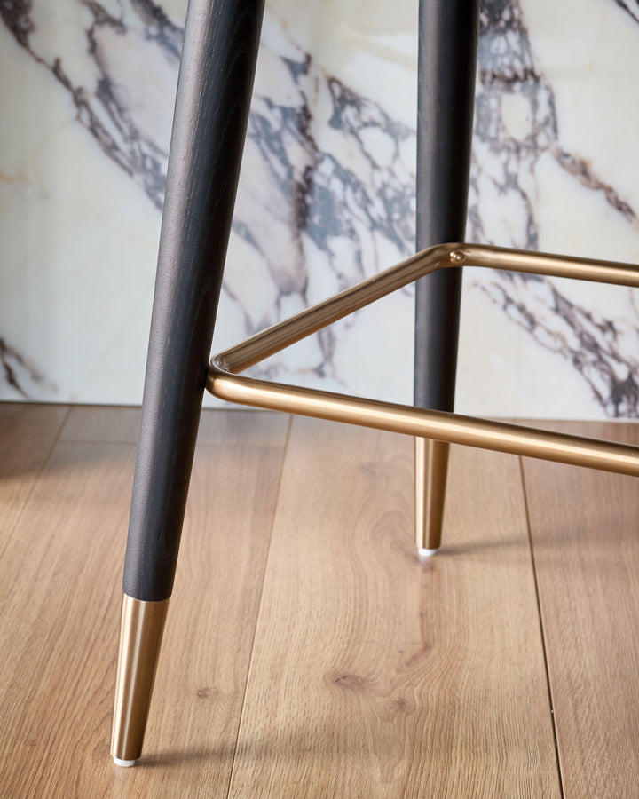 Clover caramel fabric with piping bar stool