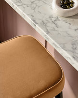 Clover caramel fabric backless brushed bronze bar stool