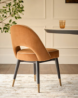 Clover caramel fabric with piping dining chair