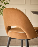 Clover caramel fabric with piping dining chair