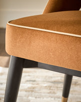 Clover caramel fabric with piping dining chair
