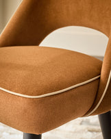 Clover caramel fabric with piping dining chair