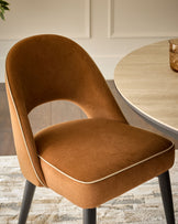 Clover caramel fabric with piping dining chair