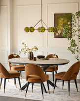 Clover caramel fabric with piping dining chair