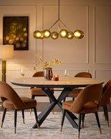 Clover caramel fabric with piping dining chair