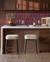 Clover Champagne Velvet Backless Bar Stool