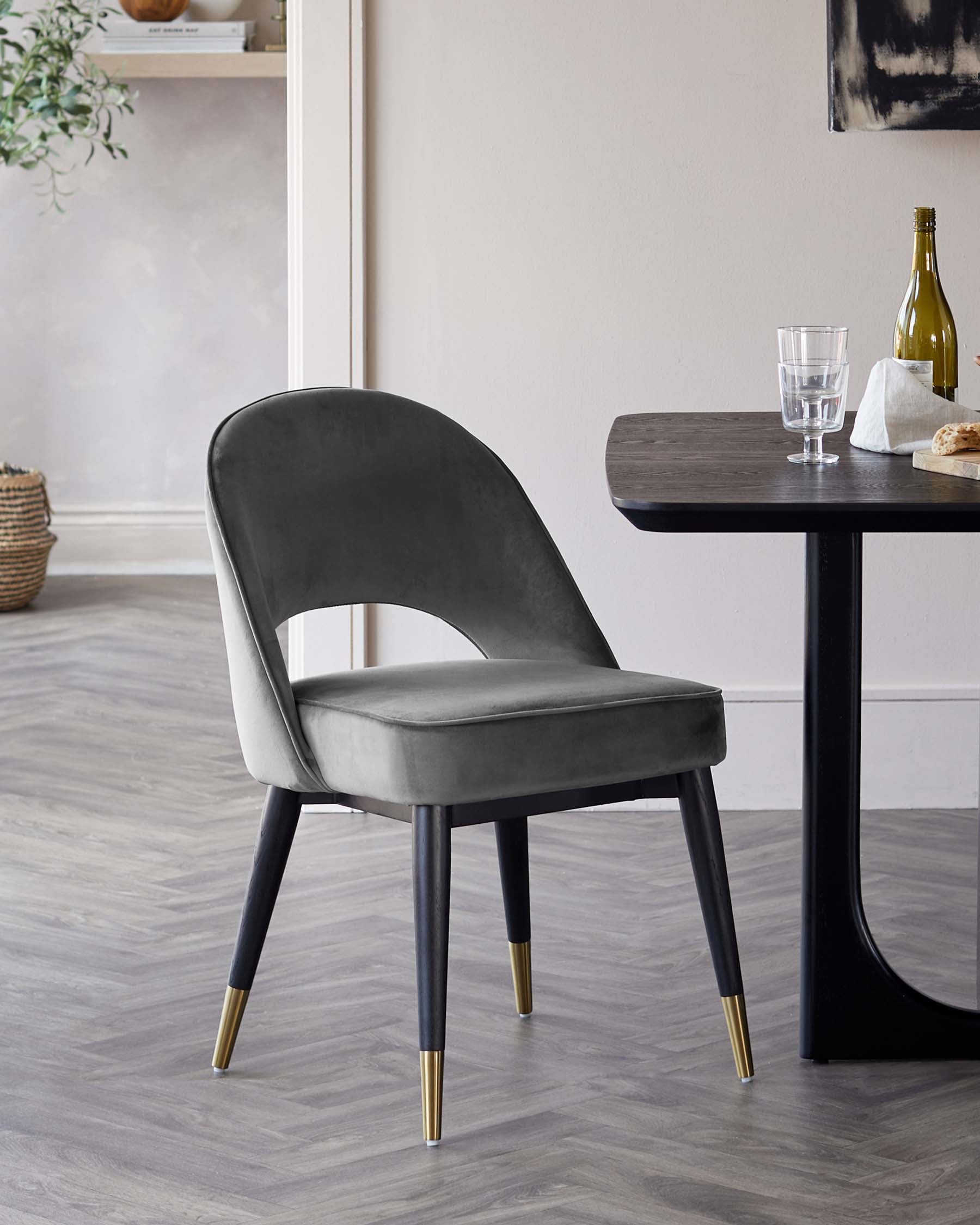 Clover Dark Grey Velvet Dining Chair - Set Of 2