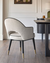 Clover ivory fabric dining armchair