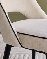 Clover ivory dual tone fabric dining chair with bronze legs