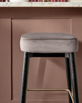 Clover mocha velvet backless brushed bronze bar stool