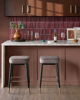 Clover mocha velvet backless brushed bronze bar stool